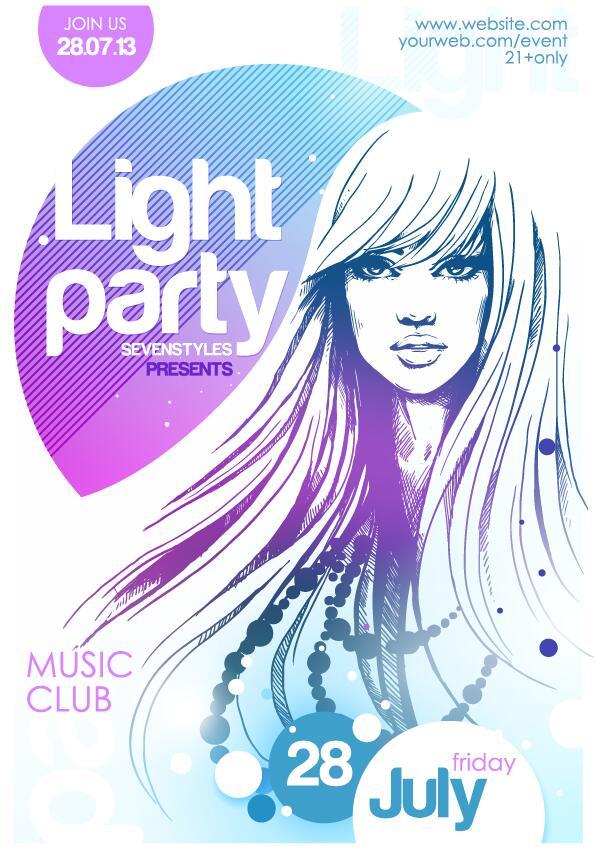Fashion music party flyer template vectors 04