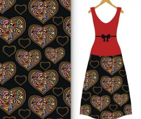 Fashion seamless fabric texture with women dress vectors 07