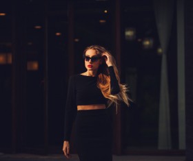 Fashionable girl wearing black costume Stock Photo 03