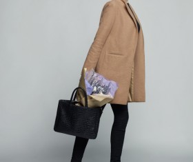 Fashionable woman receiving flowers Stock Photo 01