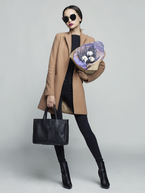 Fashionable woman receiving flowers Stock Photo 02