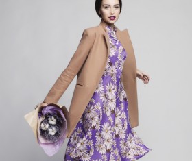 Fashionable woman receiving flowers Stock Photo 04