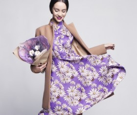 Fashionable woman receiving flowers Stock Photo 05