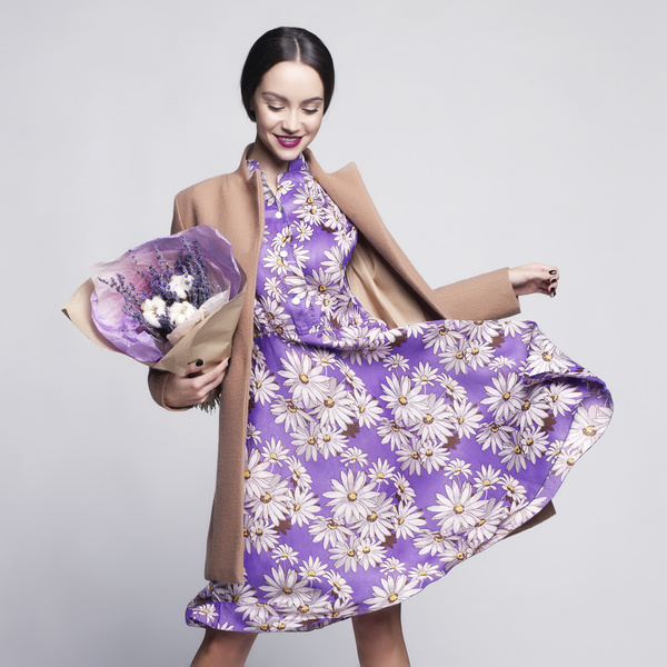 Fashionable woman receiving flowers Stock Photo 05