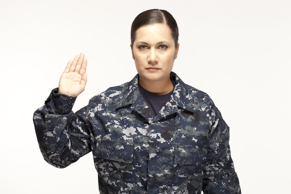 Female soldier Oath oath of allegiance a vow Stock Photo