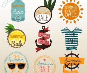 Flat summer holiday labels with badge vectors