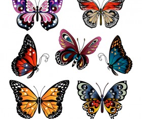 Floral decorative butterflies design vector 01