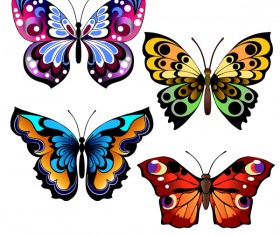 Floral decorative butterflies design vector 02
