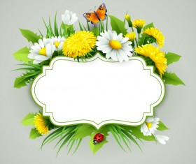Flower label with gray background vectors 01