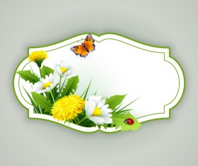 Flower label with gray background vectors 02