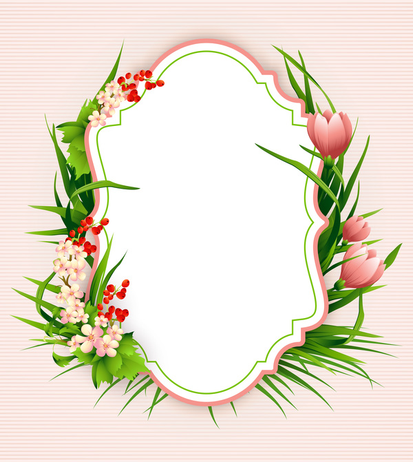 Flower label with pink background vectors 03