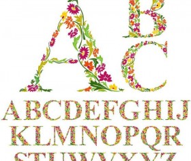 Flower with decor alphabet vector