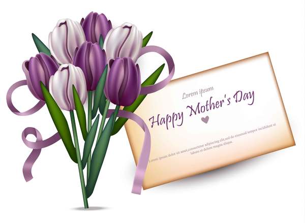 Flower with mother day postercard vector
