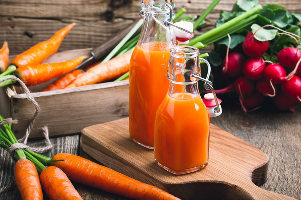 Fresh carrots and carrots juice Stock Photo 01