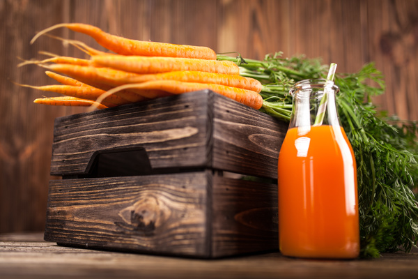 Fresh carrots and carrots juice Stock Photo 02