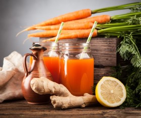 Fresh carrots and carrots juice Stock Photo 03
