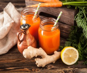Fresh carrots and carrots juice Stock Photo 04