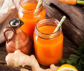 Fresh carrots and carrots juice Stock Photo 05