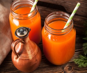 Fresh carrots and carrots juice Stock Photo 06