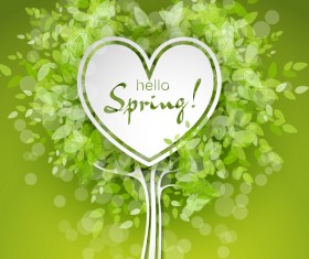 Fresh spring background with heart shape vector 01