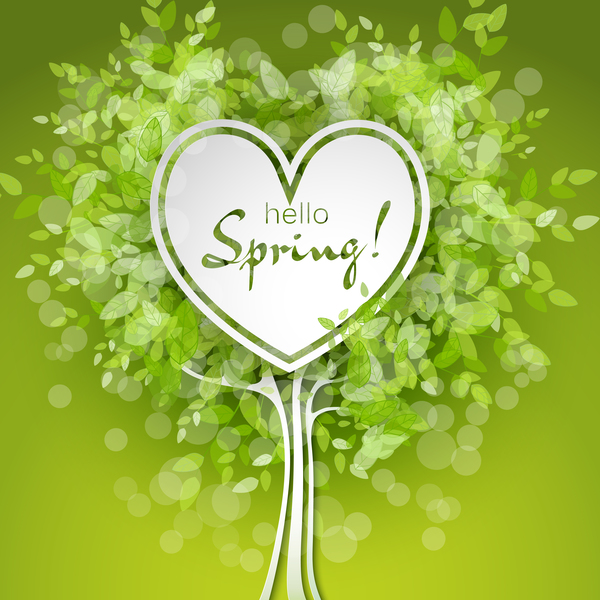 Fresh spring background with heart shape vector 01