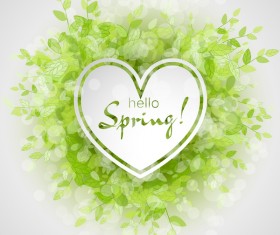 Fresh spring background with heart shape vector 02