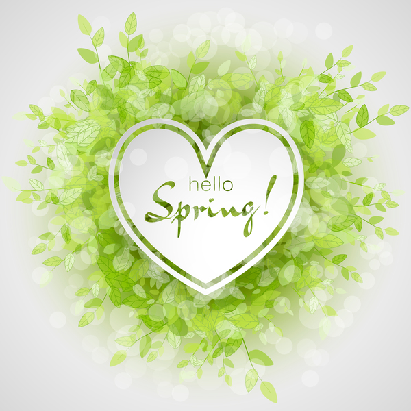 Fresh spring background with heart shape vector 02