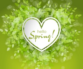 Fresh spring background with heart shape vector 03