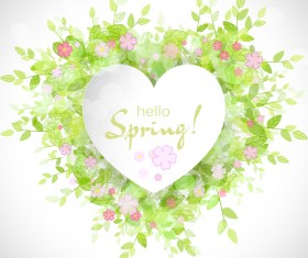 Fresh spring background with heart shape vector 04