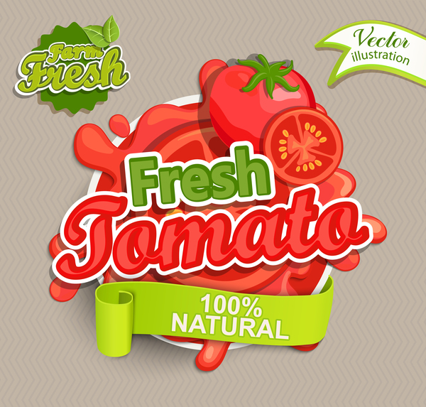Fresh tomato label vector