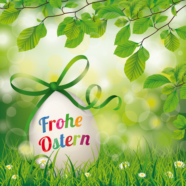 Frohe Ostern Easter Egg Beech Twigs Flowers vector