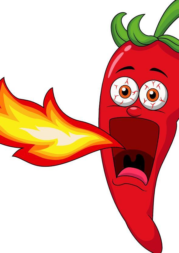 Funny cartoon pepper with fire vector 02