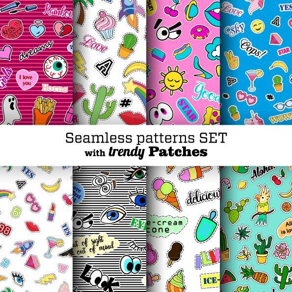 Funny seamless pattern vector material 01