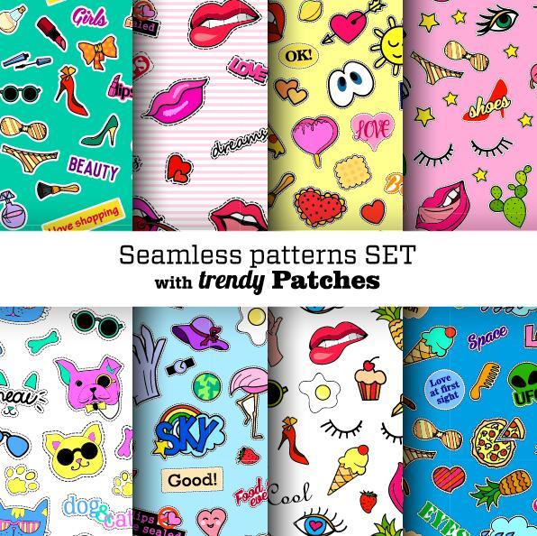 Funny seamless pattern vector material 03
