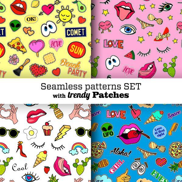 Funny seamless pattern vector material 05