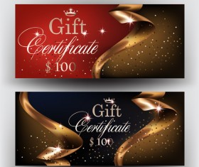 Gift certificates with gold ribbons vector illustration