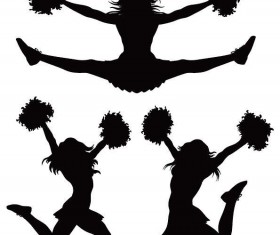 Girl cheerleader silhouette vector set 01