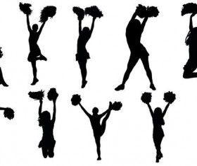 Girl cheerleader silhouette vector set 02