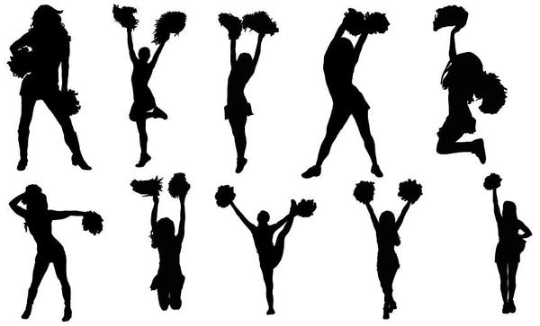 Girl cheerleader silhouette vector set 02