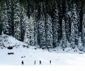 Girls playing in the snow Stock Photo