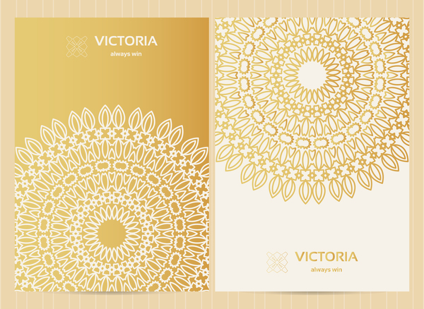 Golden decorative floral ornate vectors 02