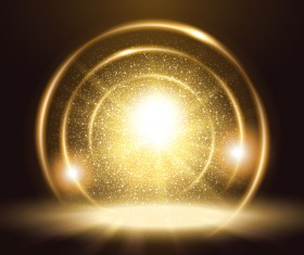Golden light circles effect vector