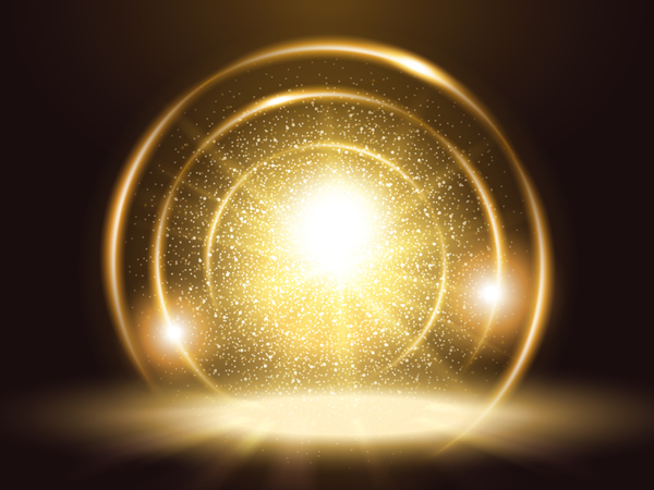 Golden light circles effect vector