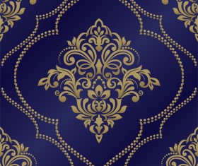 Golden pattern decor with blue background vector
