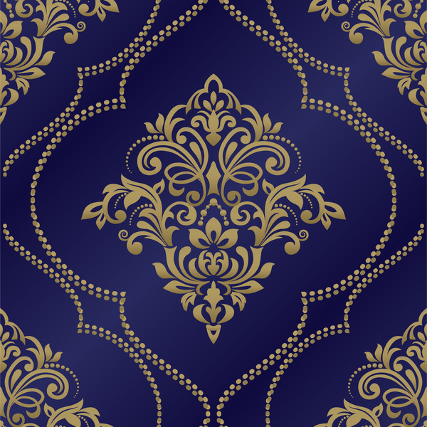 Golden pattern decor with blue background vector