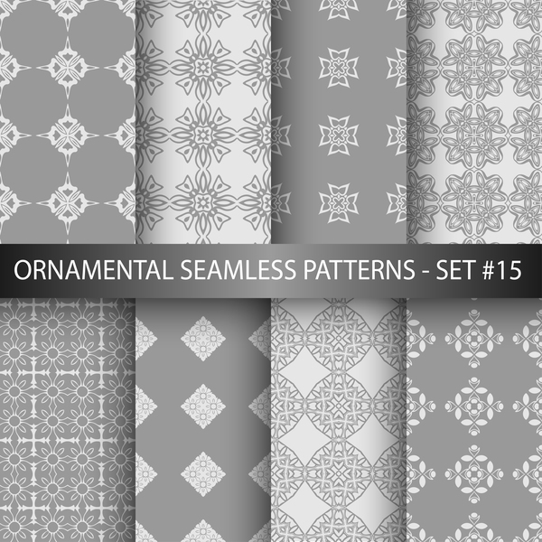 Gray white ornament seamless pattern vector 01
