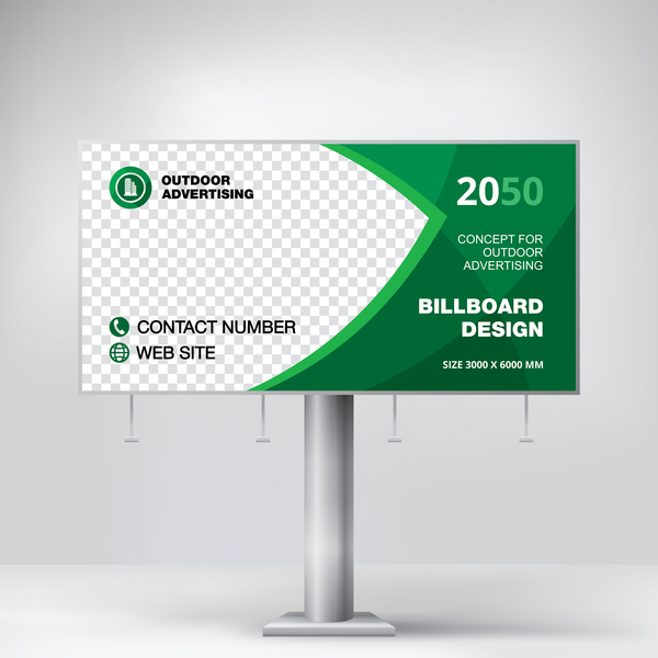 Green outdoor advertising billboard template vector