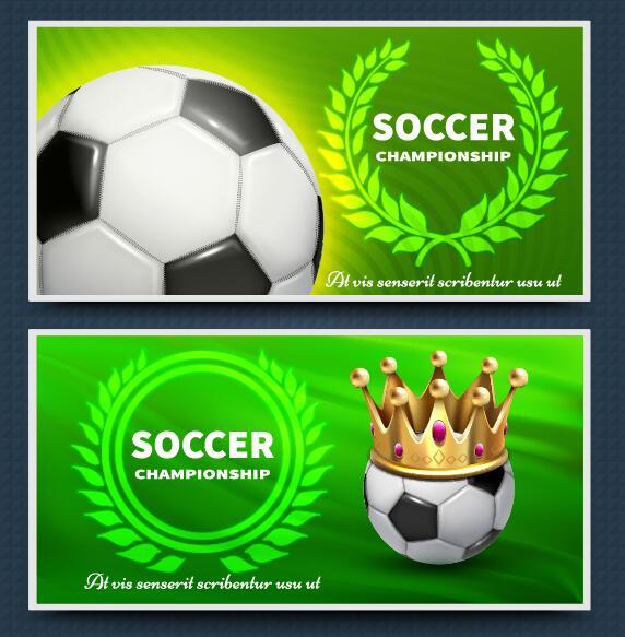 Green soccer banner template vector