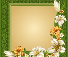 Green vintage frame with flower decor vector