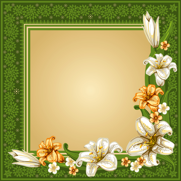 Download Green vintage frame with flower decor vector free download